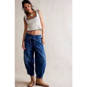 Free People We The Free Silverton Puddle Barrel Jeans Earth Angle Women's Size M